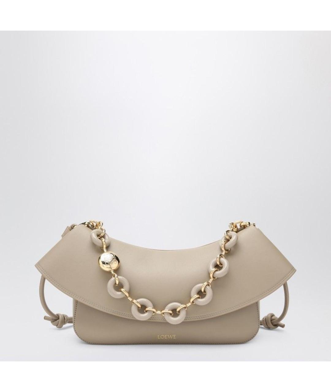 LOEWE Бежевая кожаная сумка через плечо, фото 3