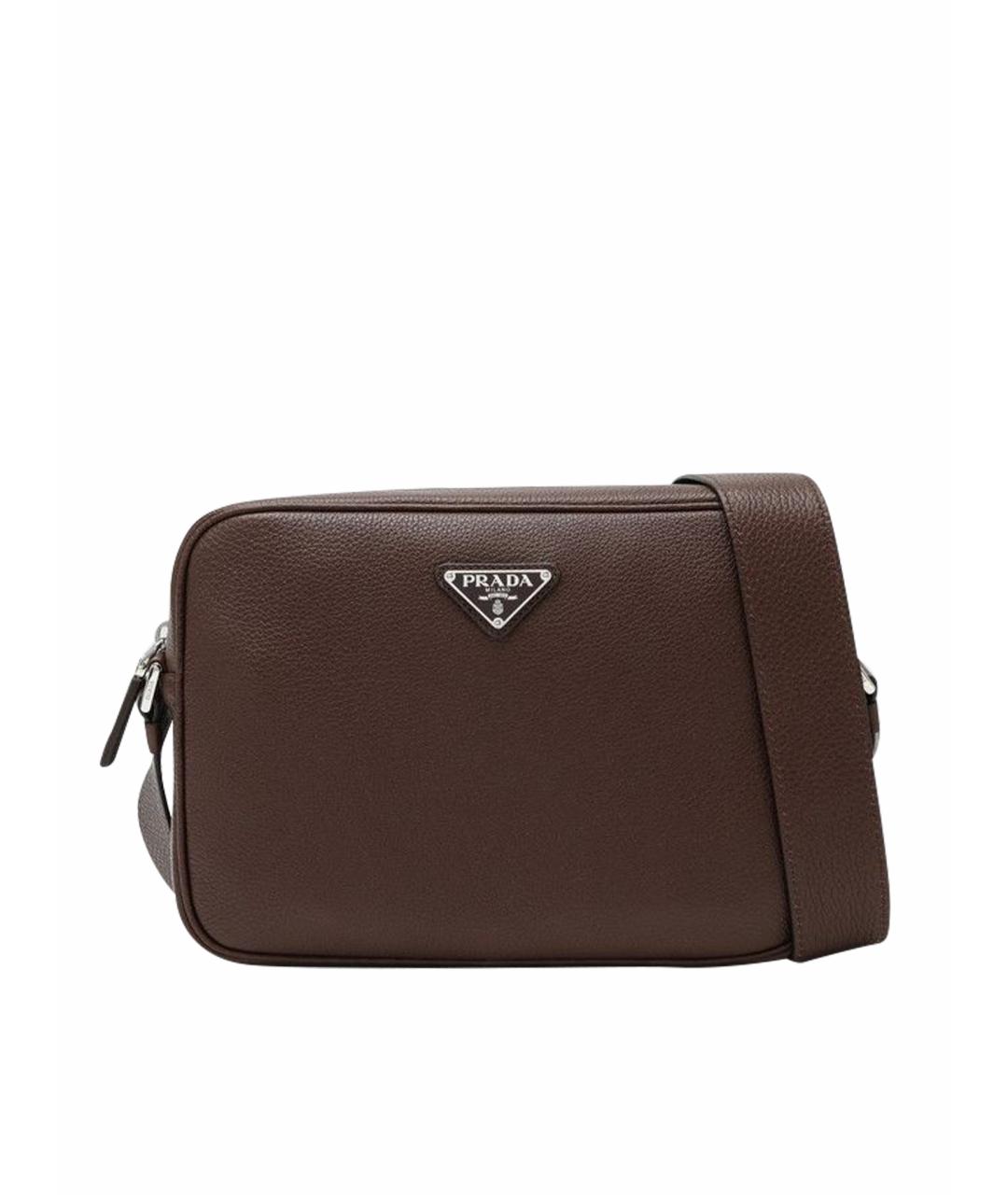 PRADA Коричневая кожаная сумка на плечо, фото 1