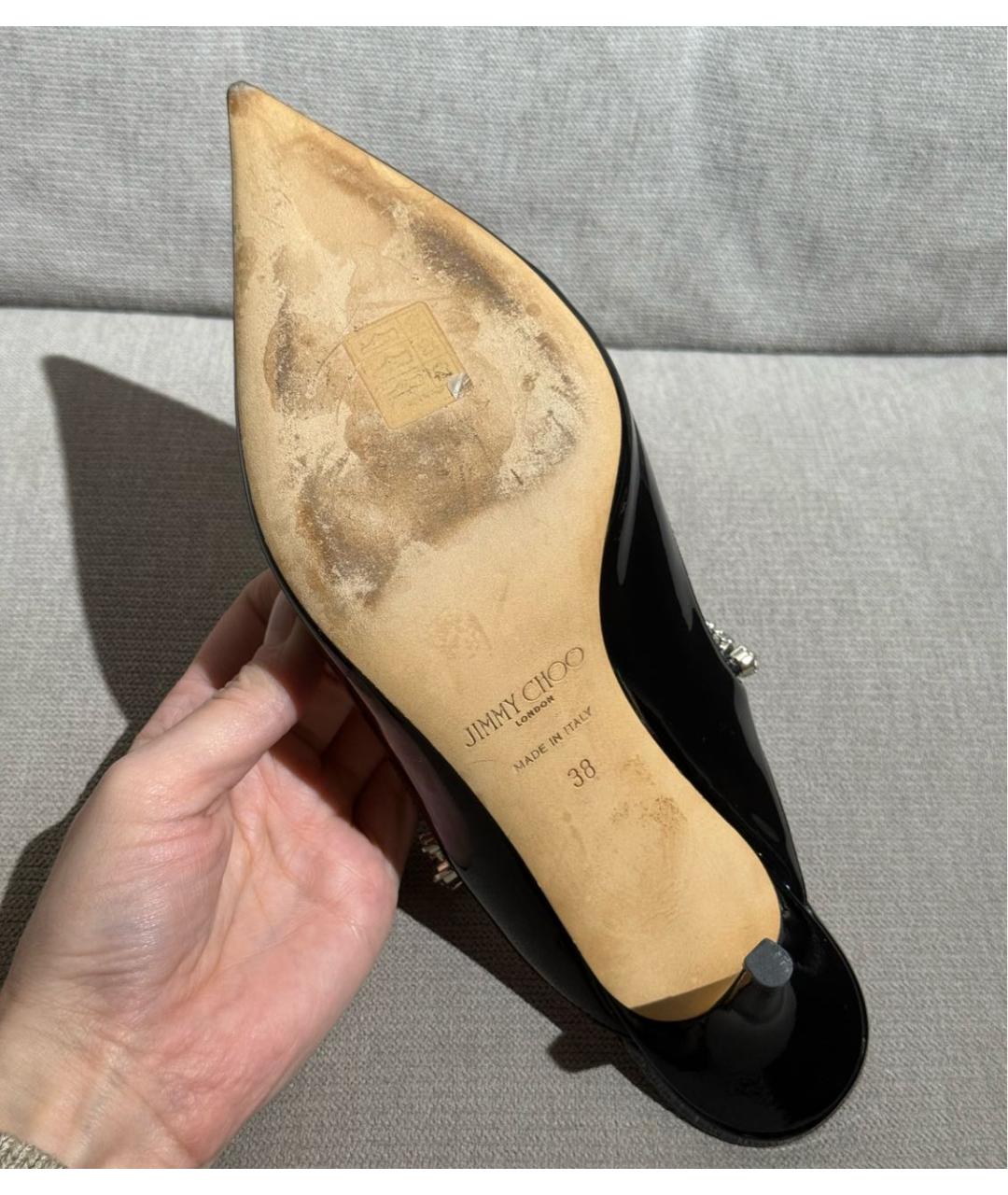 JIMMY CHOO Черные мюли из лакированной кожи, фото 7