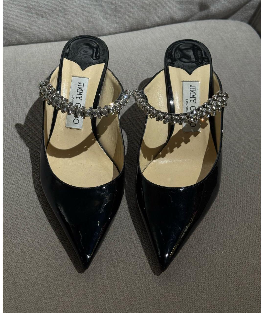 JIMMY CHOO Черные мюли из лакированной кожи, фото 2