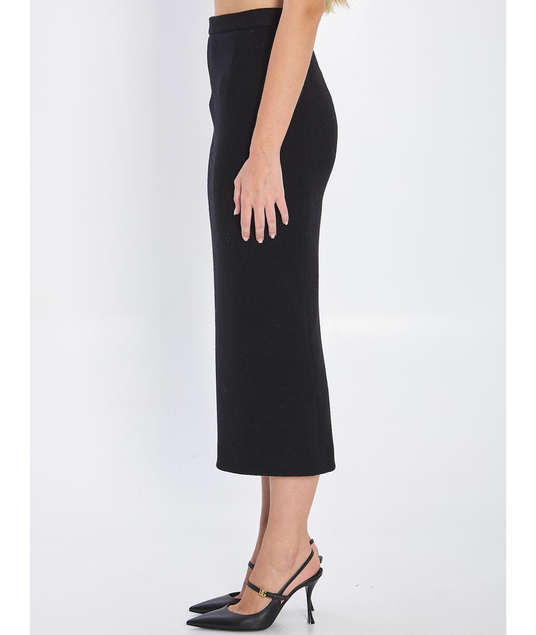 DOLCE&GABBANA Черная шерстяная юбка миди, фото 3