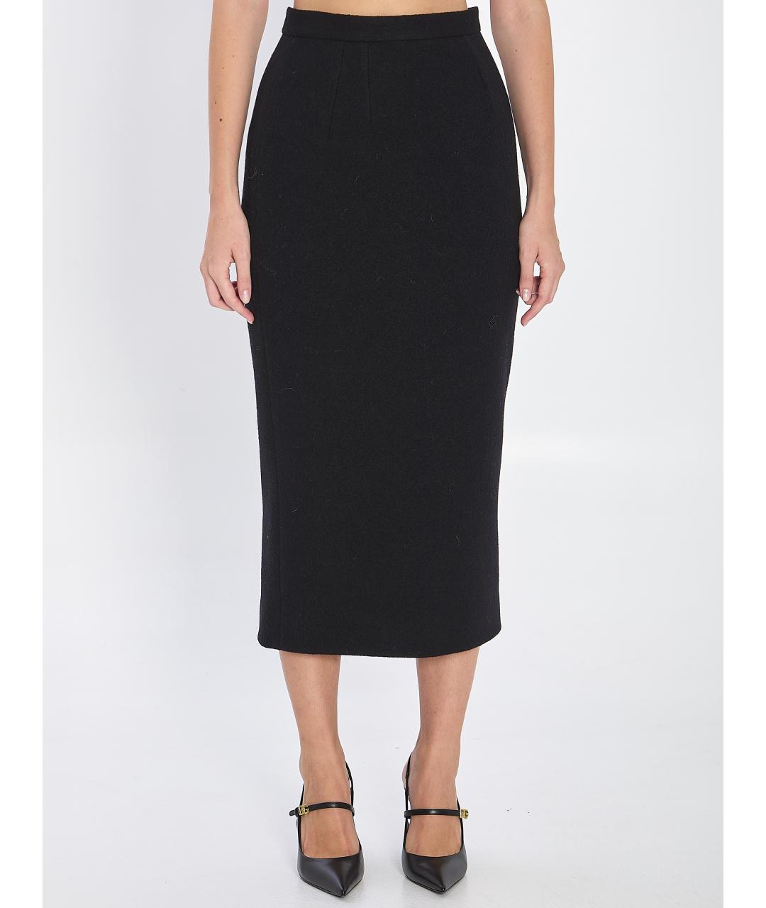 DOLCE&GABBANA Черная шерстяная юбка миди, фото 5