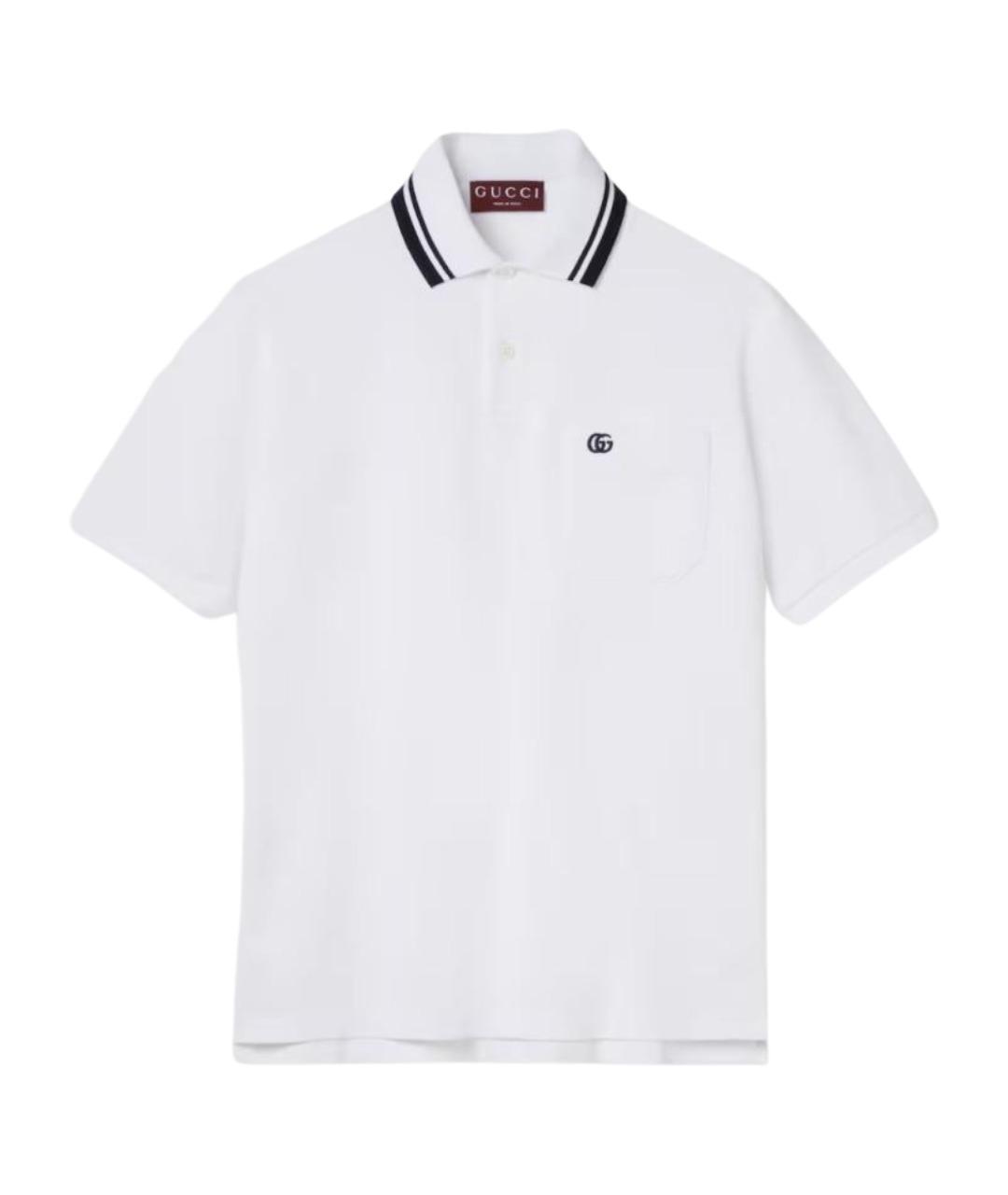 GUCCI Белое хлопковое поло с коротким рукавом, фото 1