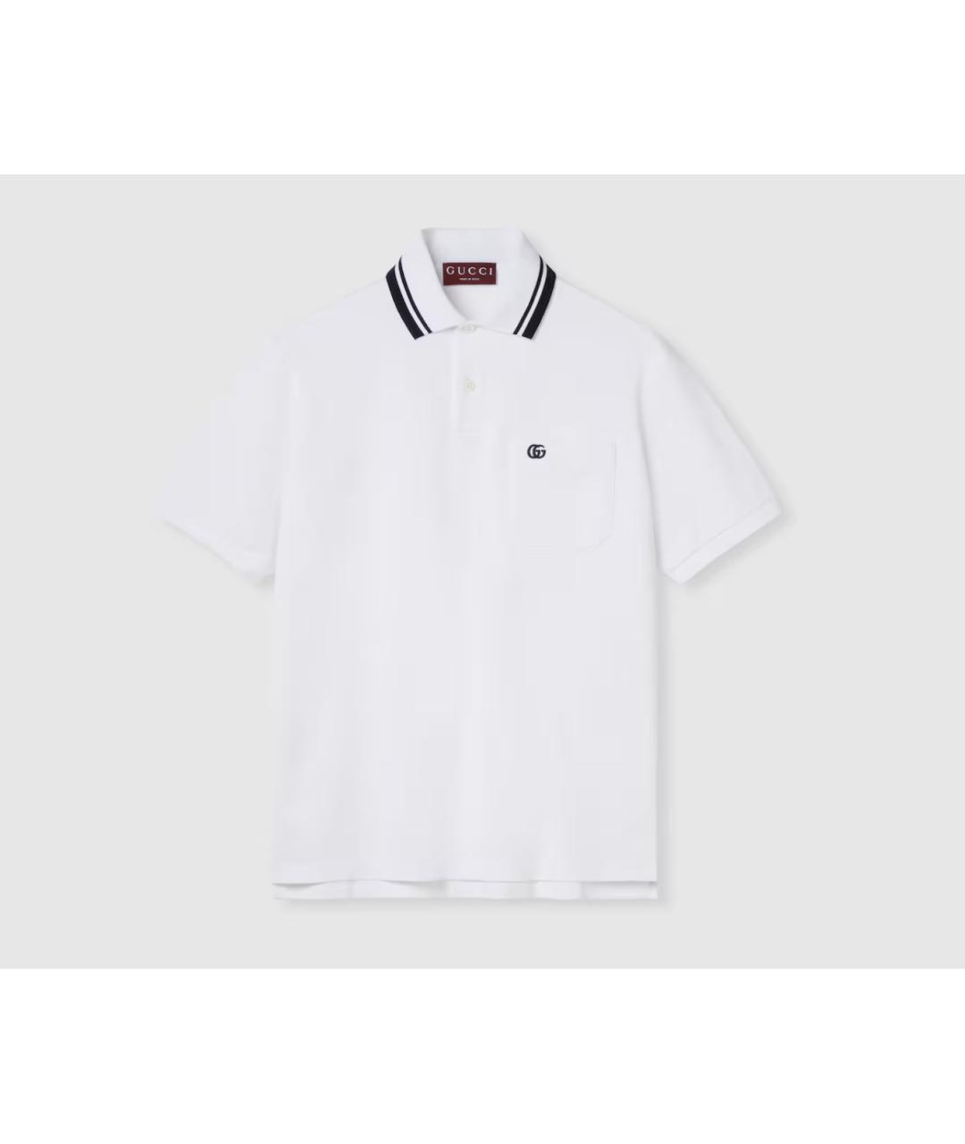GUCCI Белое хлопковое поло с коротким рукавом, фото 7