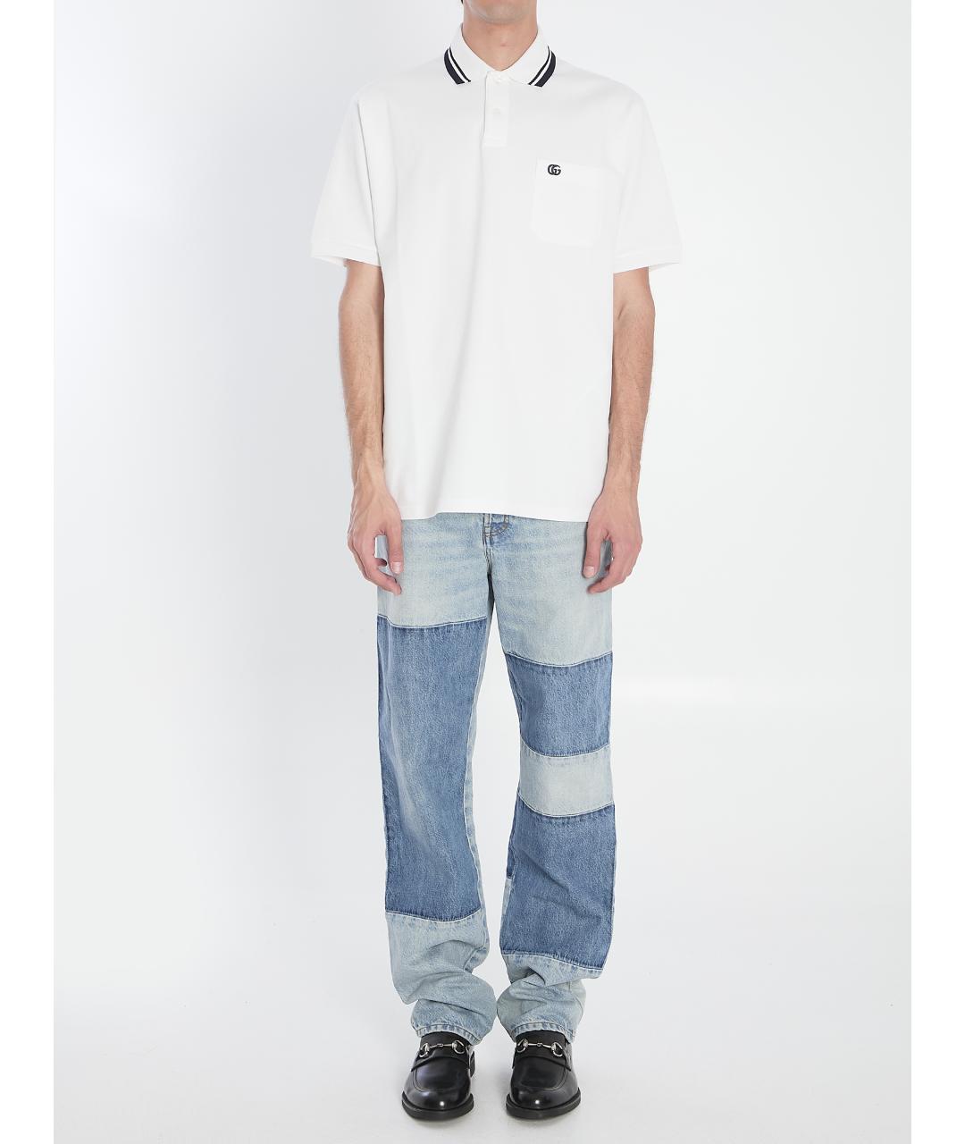 GUCCI Белое хлопковое поло с коротким рукавом, фото 6