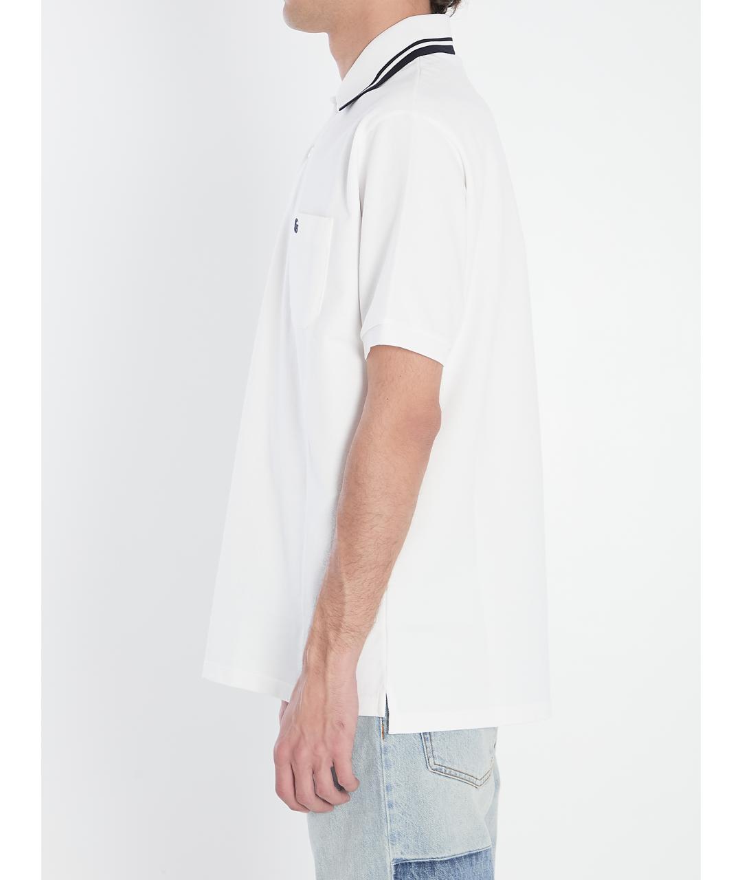 GUCCI Белое хлопковое поло с коротким рукавом, фото 4