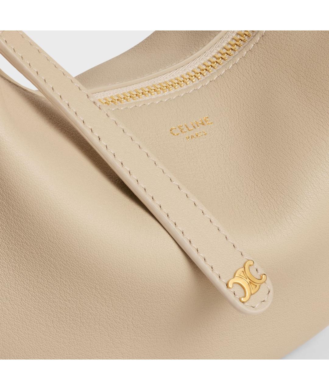 CELINE Бежевая кожаная сумка через плечо, фото 5