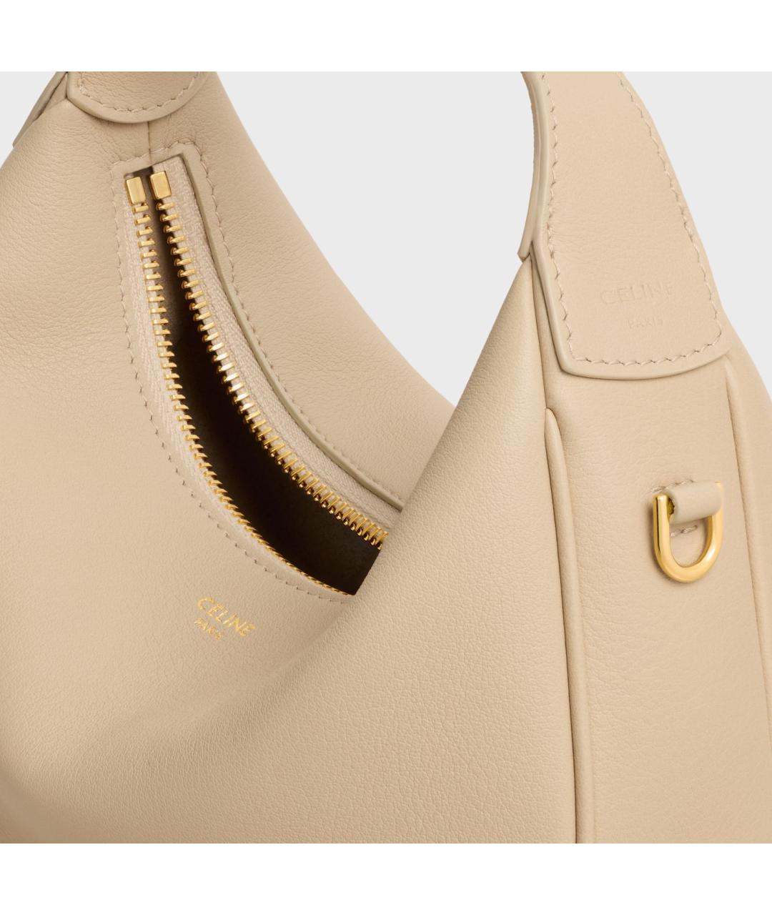 CELINE Бежевая кожаная сумка через плечо, фото 4