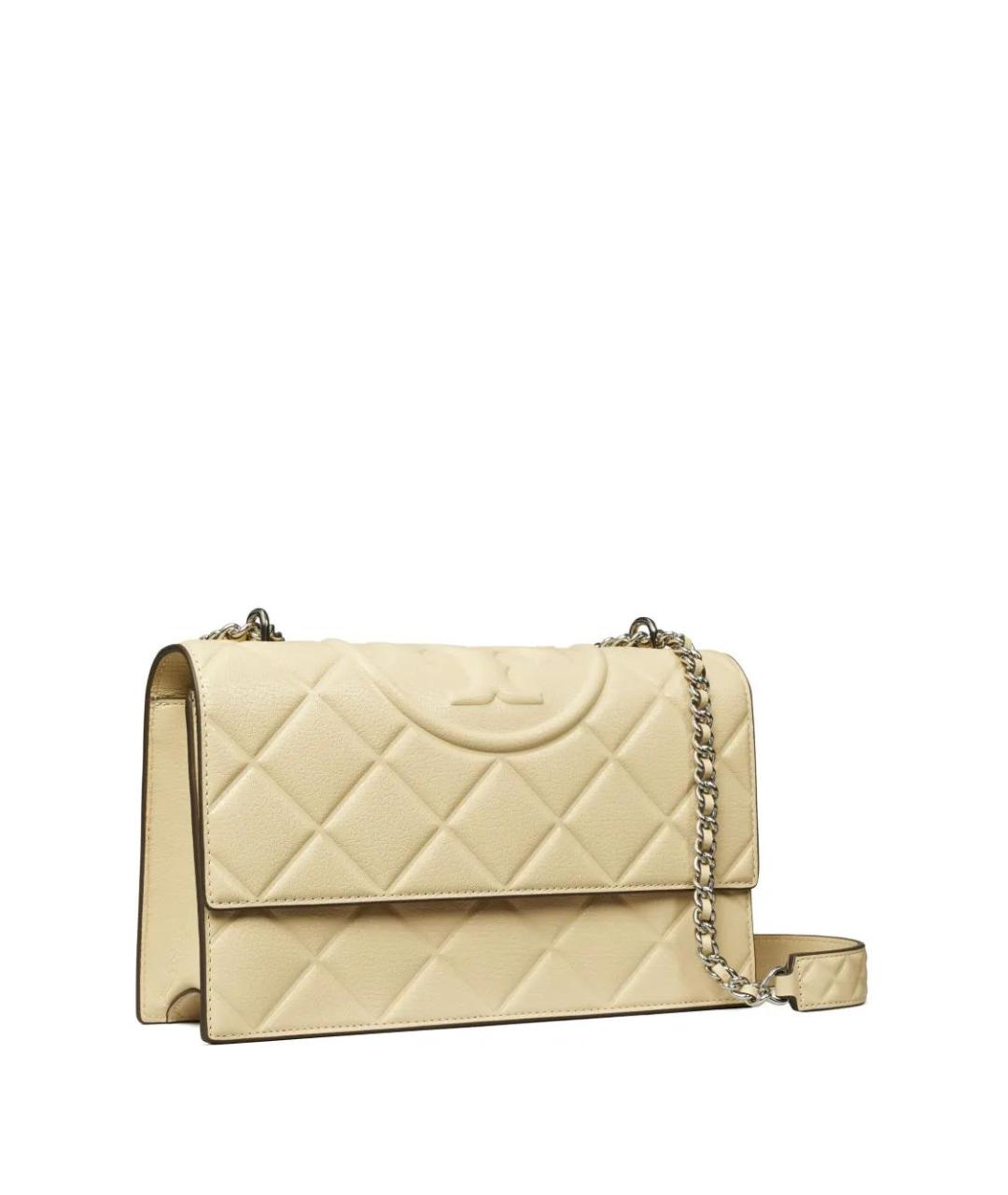 TORY BURCH Бежевая кожаная сумка через плечо, фото 4