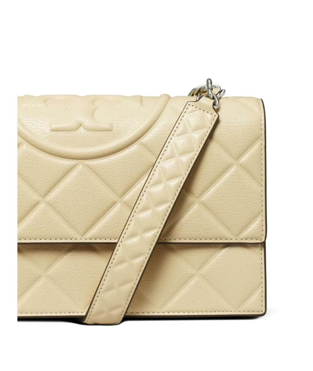 TORY BURCH Бежевая кожаная сумка через плечо, фото 5