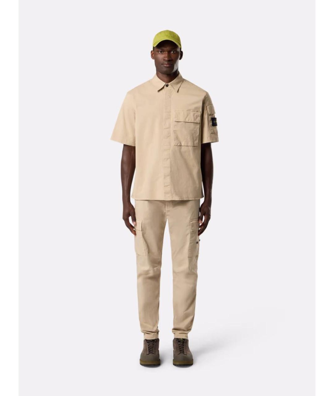 STONE ISLAND Бежевая хлопковая кэжуал рубашка, фото 2