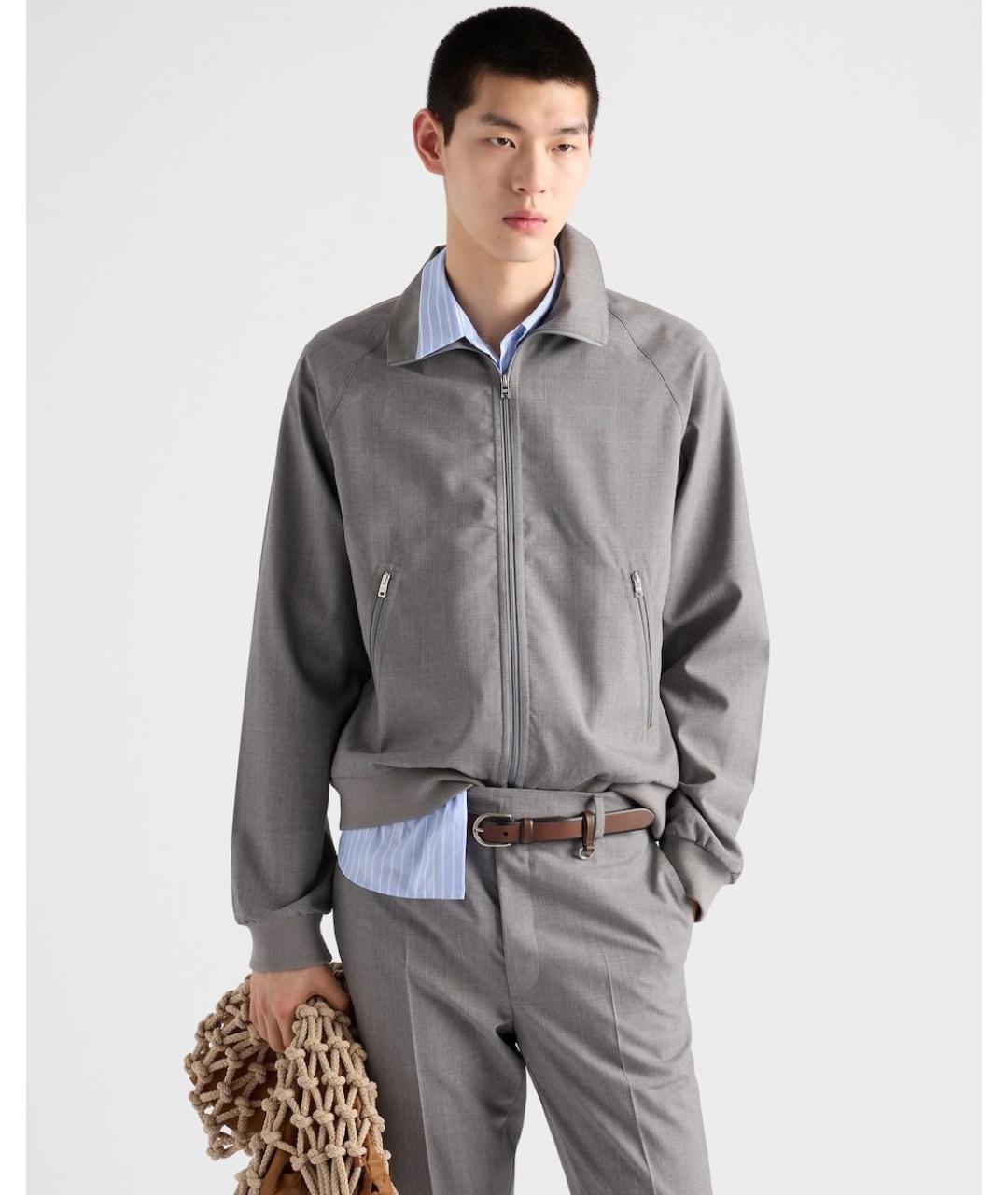 PRADA Серая шерстяная куртка, фото 3