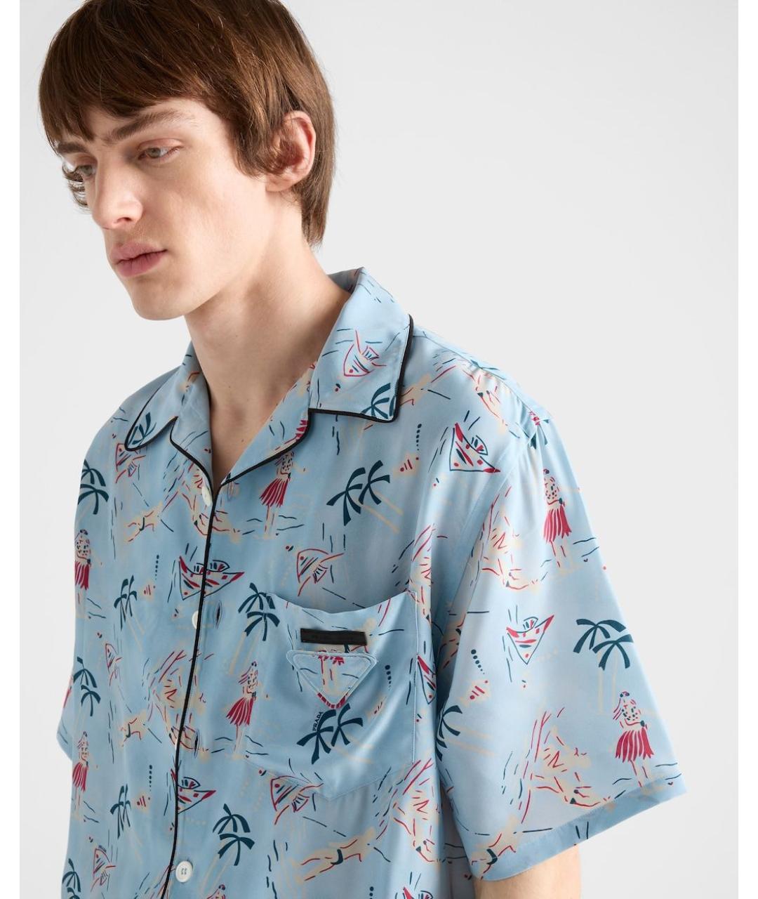PRADA Голубая хлопковая кэжуал рубашка, фото 4
