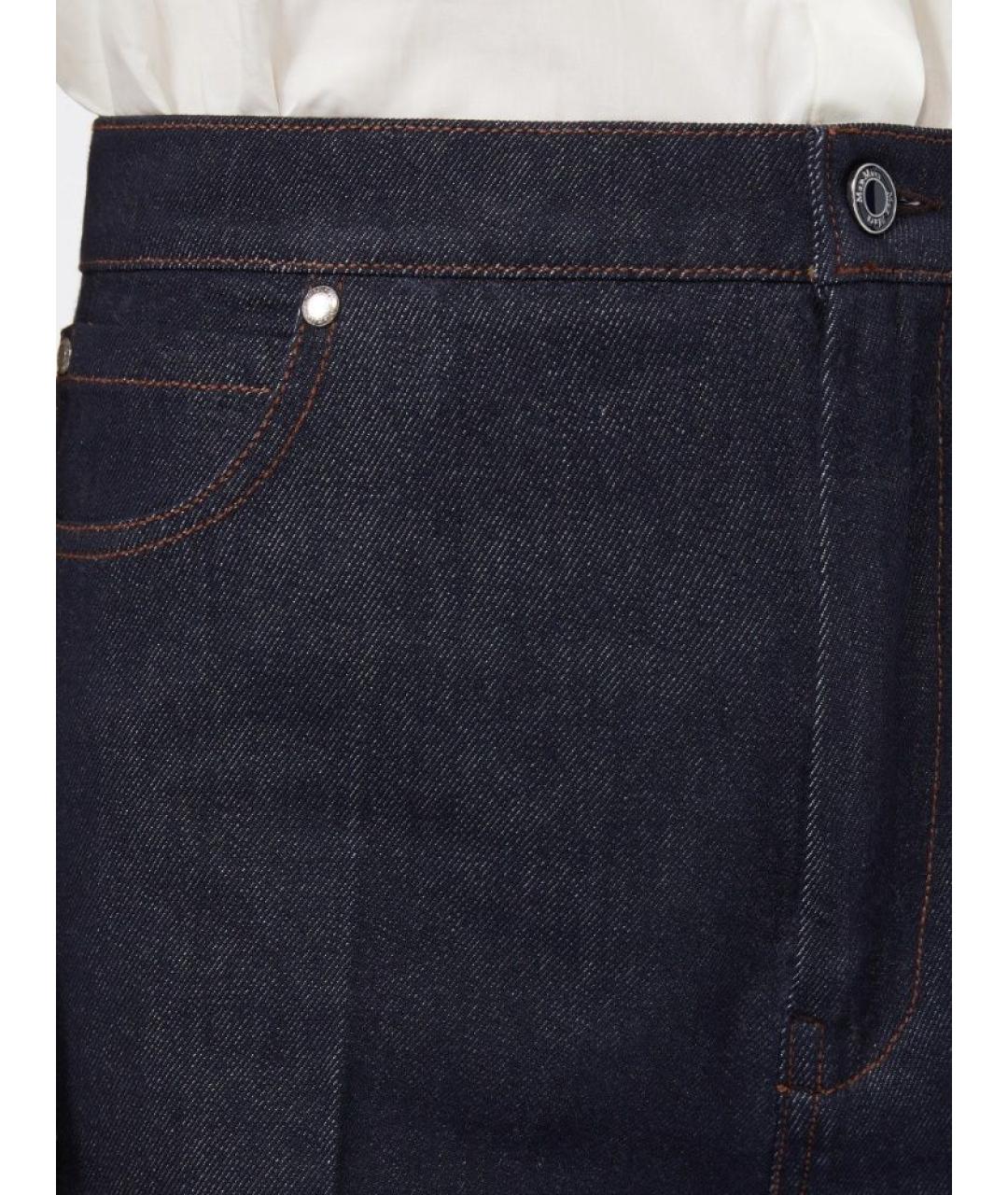 MAX MARA Темно-синие хлопковые прямые джинсы, фото 4