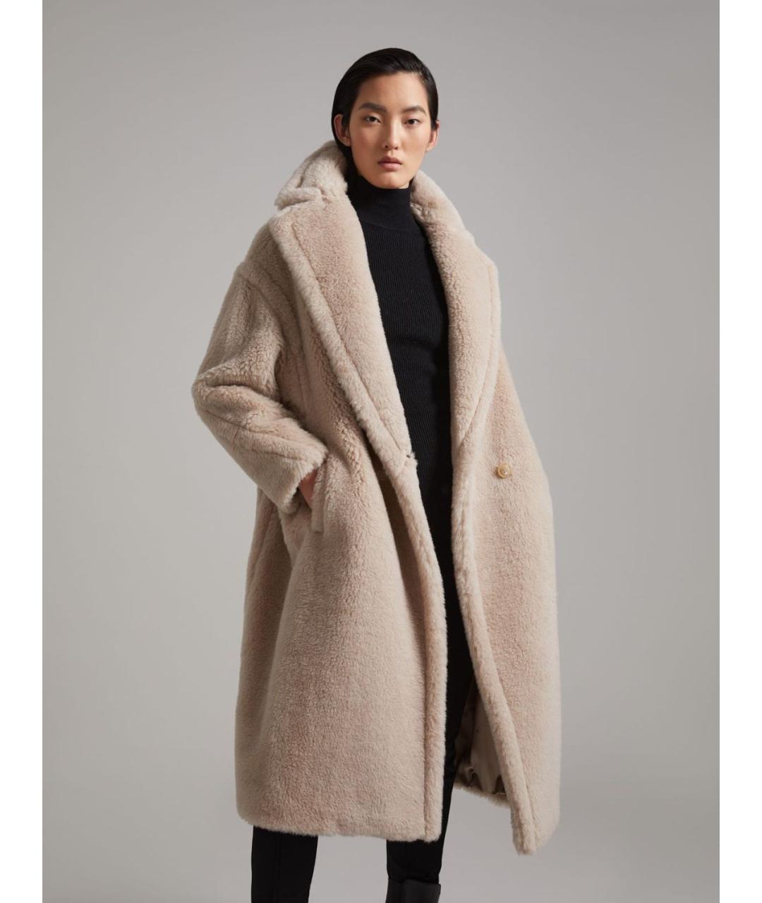 MAX MARA Бежевая шерстяная шуба, фото 5