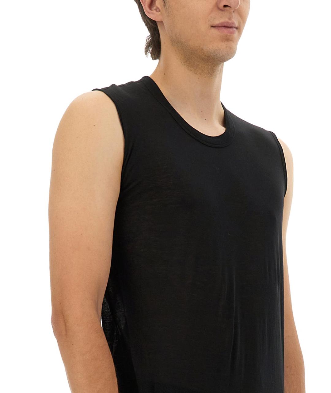 RICK OWENS Черная хлопковая футболка, фото 4