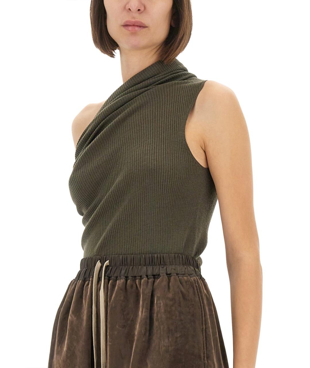 RICK OWENS Зеленая шерстяная майка, фото 5