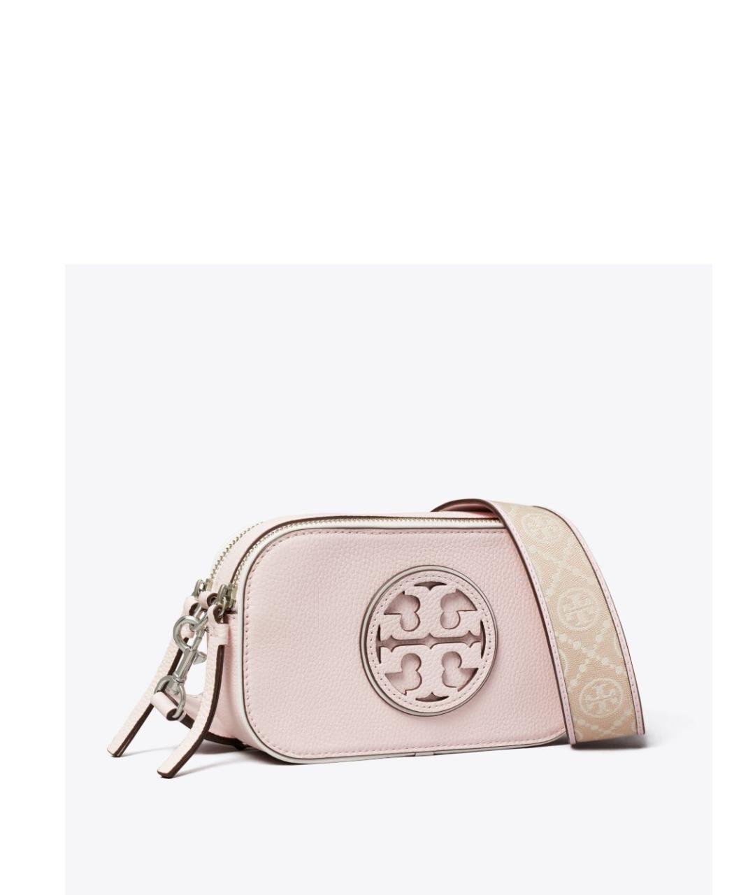 TORY BURCH Розовая кожаная сумка через плечо, фото 5