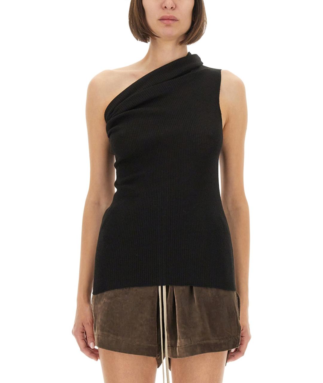 RICK OWENS Черная шерстяная майка, фото 2