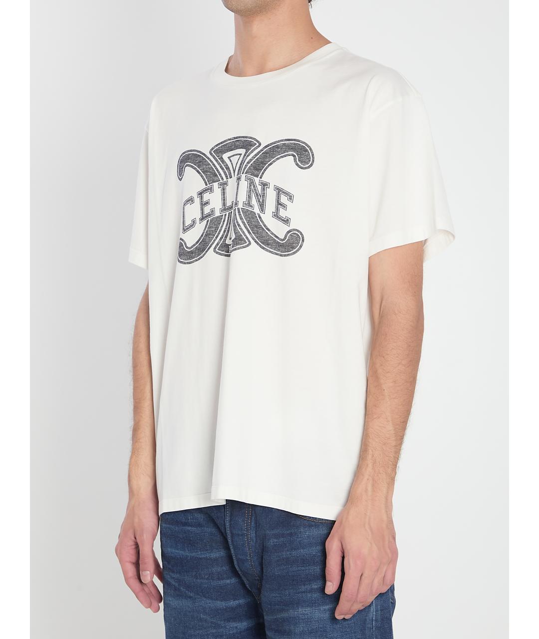 CELINE Белая хлопковая футболка, фото 3