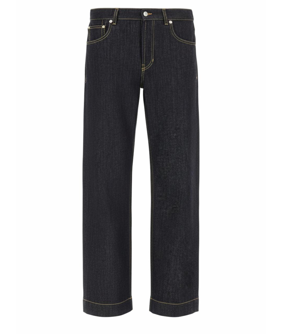 ALEXANDER MCQUEEN Синие хлопковые прямые джинсы, фото 1