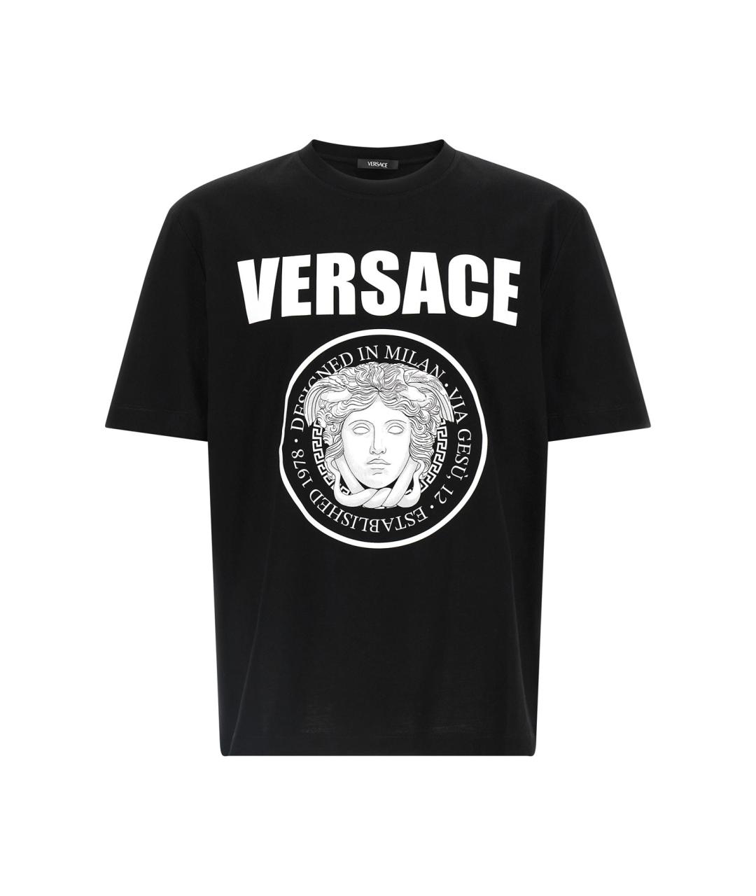 VERSACE Черная хлопковая футболка, фото 1