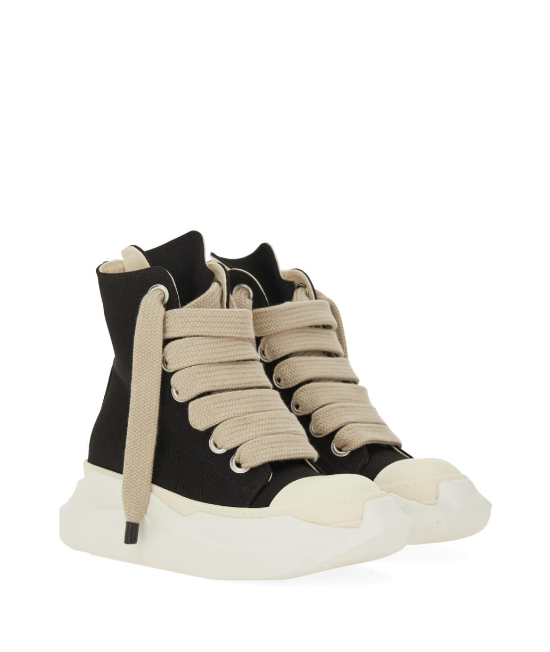 RICK OWENS DRKSHDW Черные текстильные высокие кроссовки / кеды, фото 2