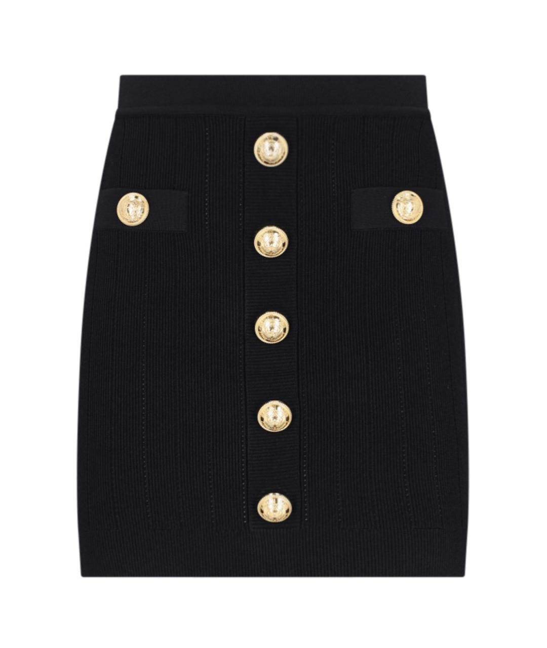 BALMAIN Черная вискозная юбка мини, фото 1
