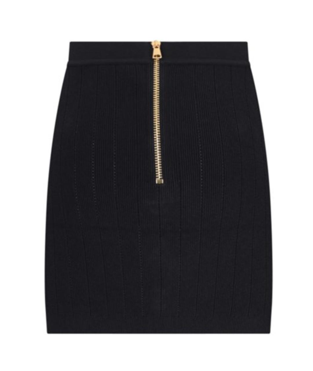 BALMAIN Черная вискозная юбка мини, фото 2