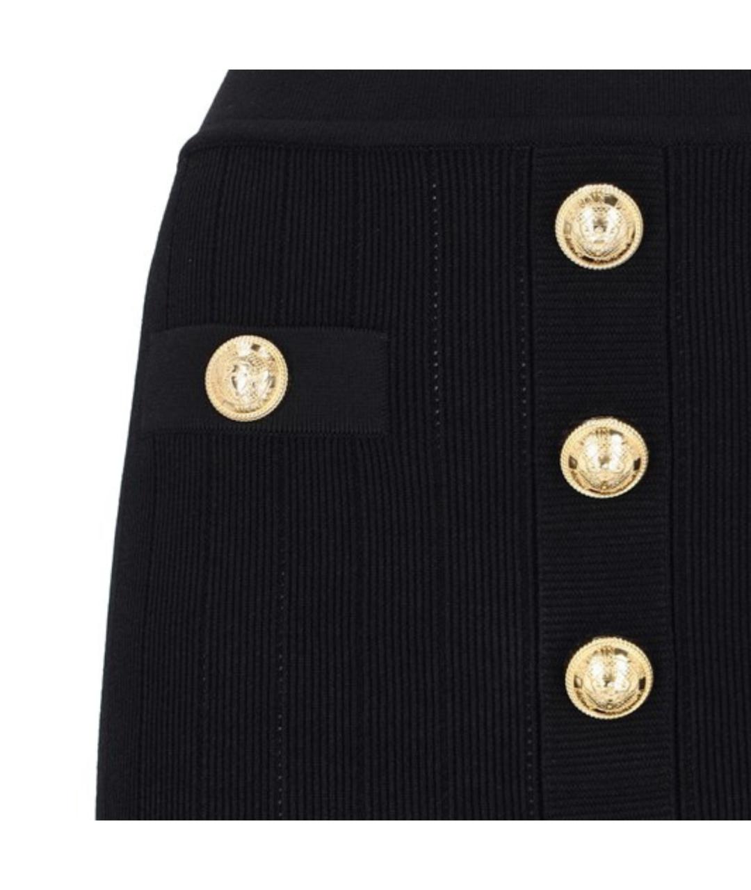 BALMAIN Черная вискозная юбка мини, фото 3