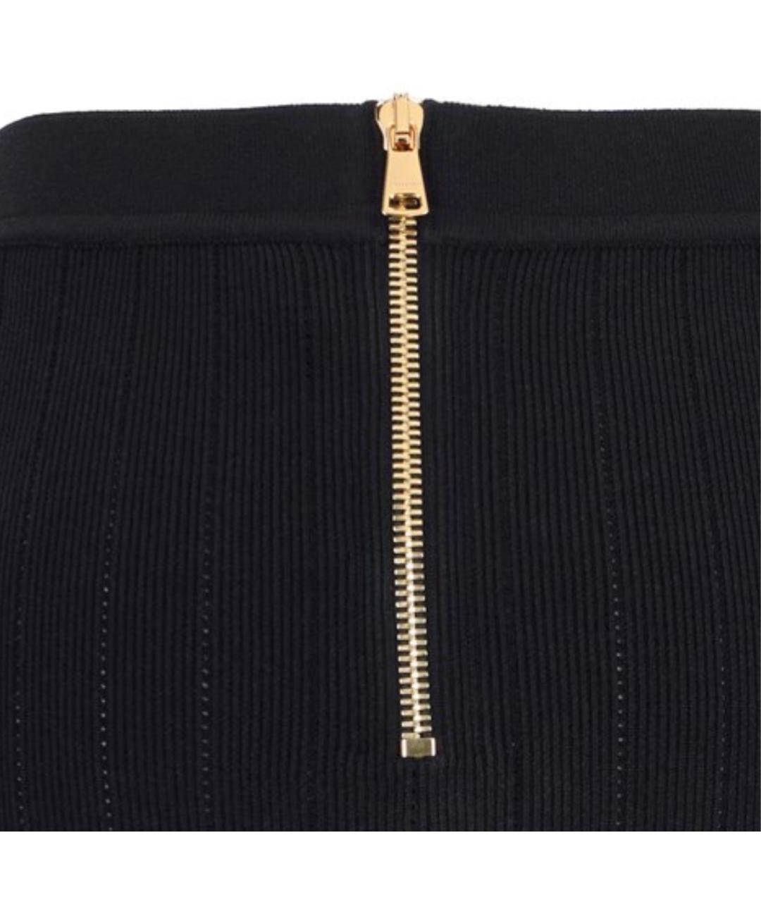 BALMAIN Черная вискозная юбка мини, фото 4