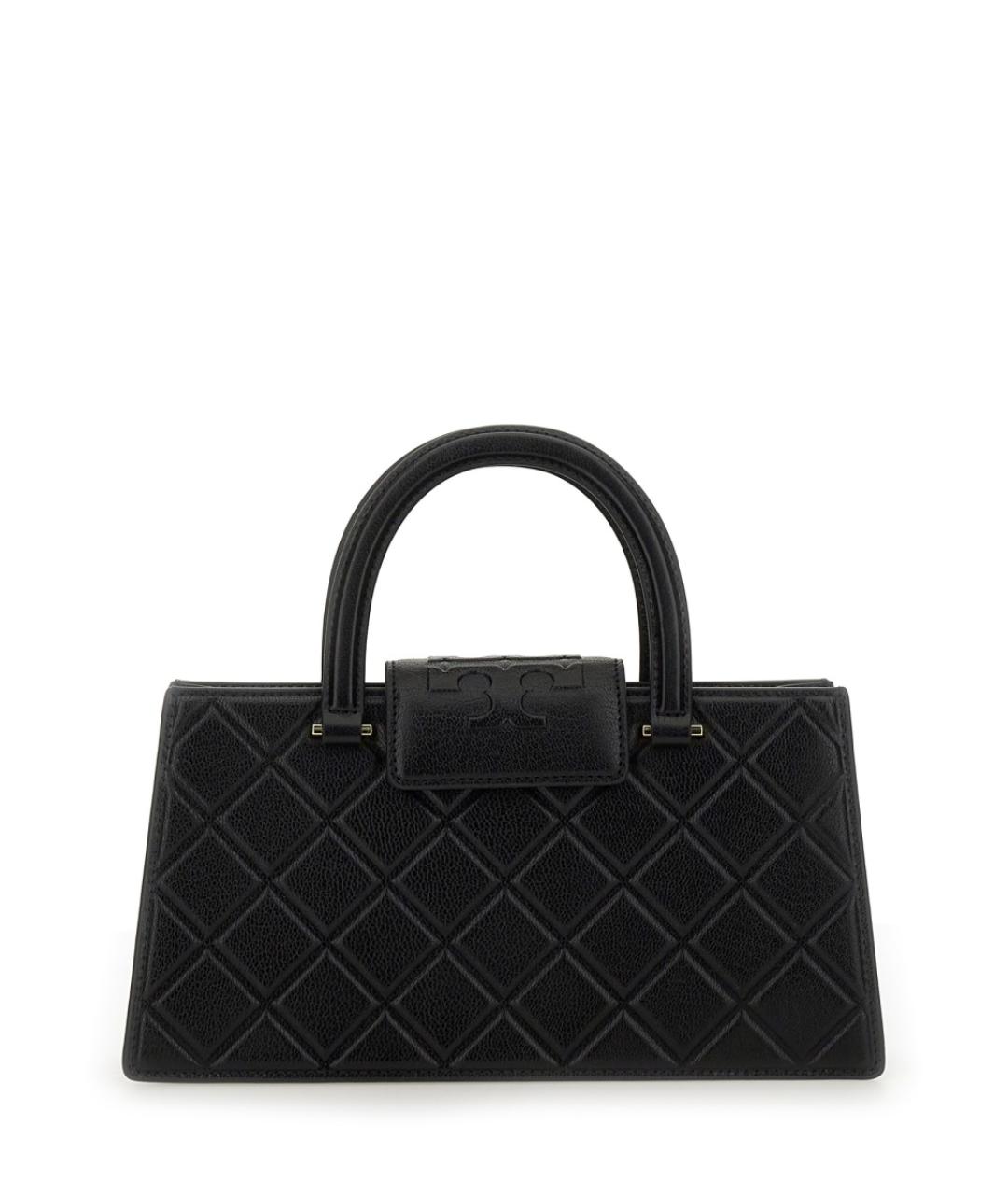 TORY BURCH Черная кожаная сумка с короткими ручками, фото 1