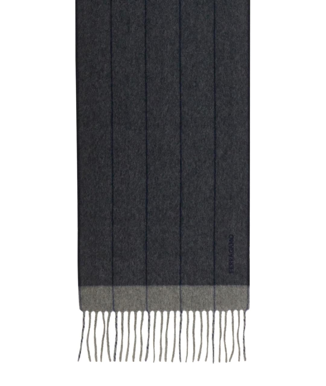FERRAGAMO Серый шерстяной шарф, фото 2