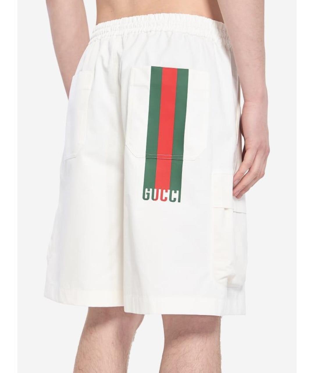 GUCCI Белые хлопковые шорты, фото 3