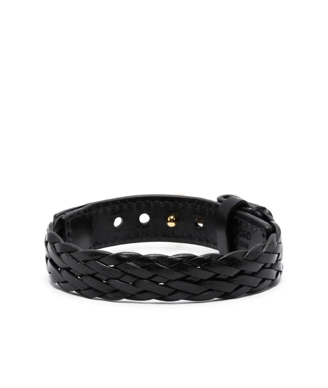 TOM FORD Черный кожаный браслет, фото 1