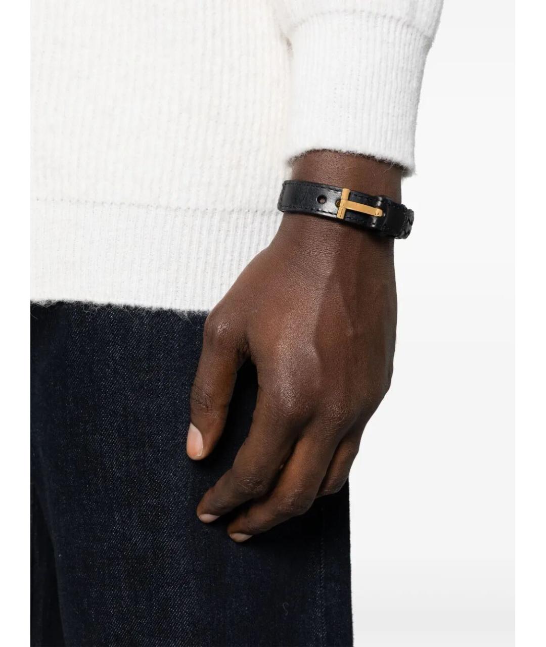 TOM FORD Черный кожаный браслет, фото 2