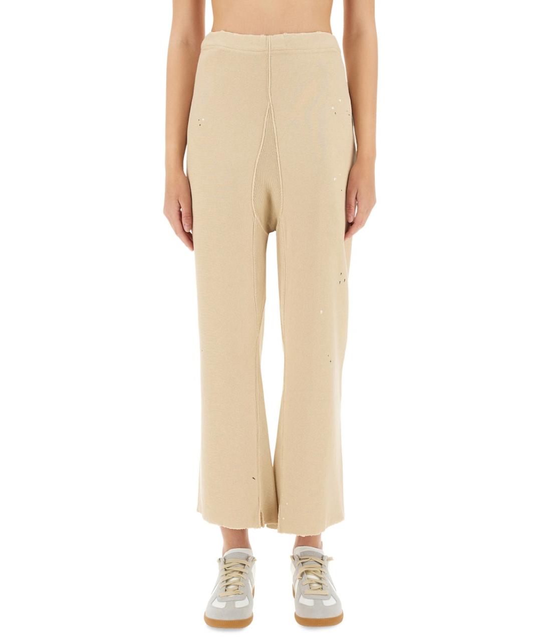 MAISON MARGIELA Бежевые хлопковые повседневные брюки, фото 4