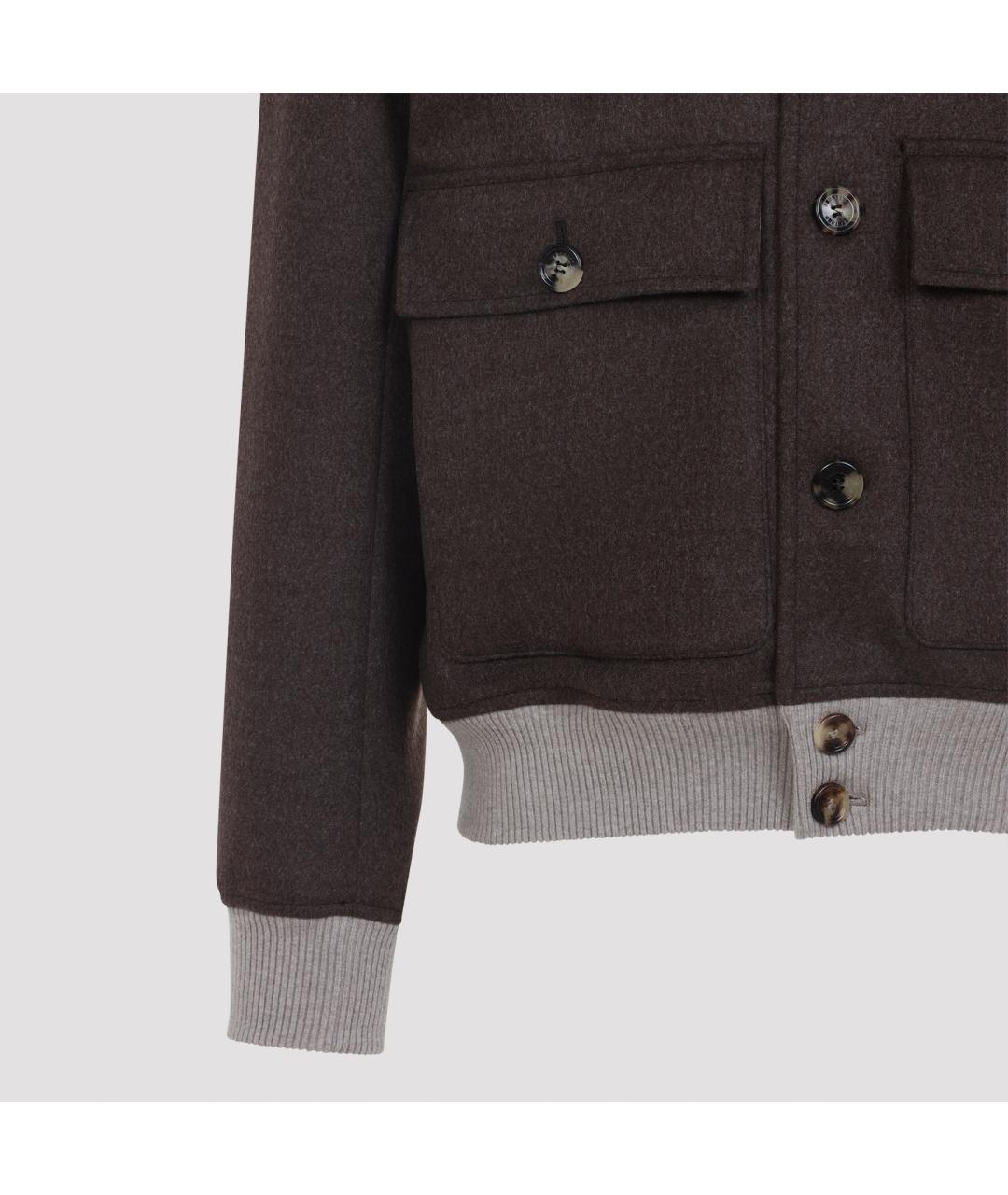 BRUNELLO CUCINELLI Коричневая шерстяная куртка, фото 4