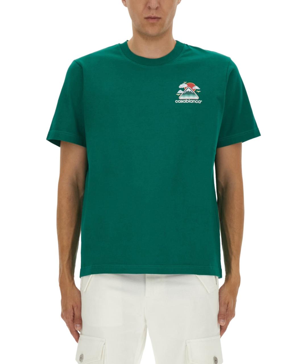CASABLANCA Зеленая хлопковая футболка, фото 2
