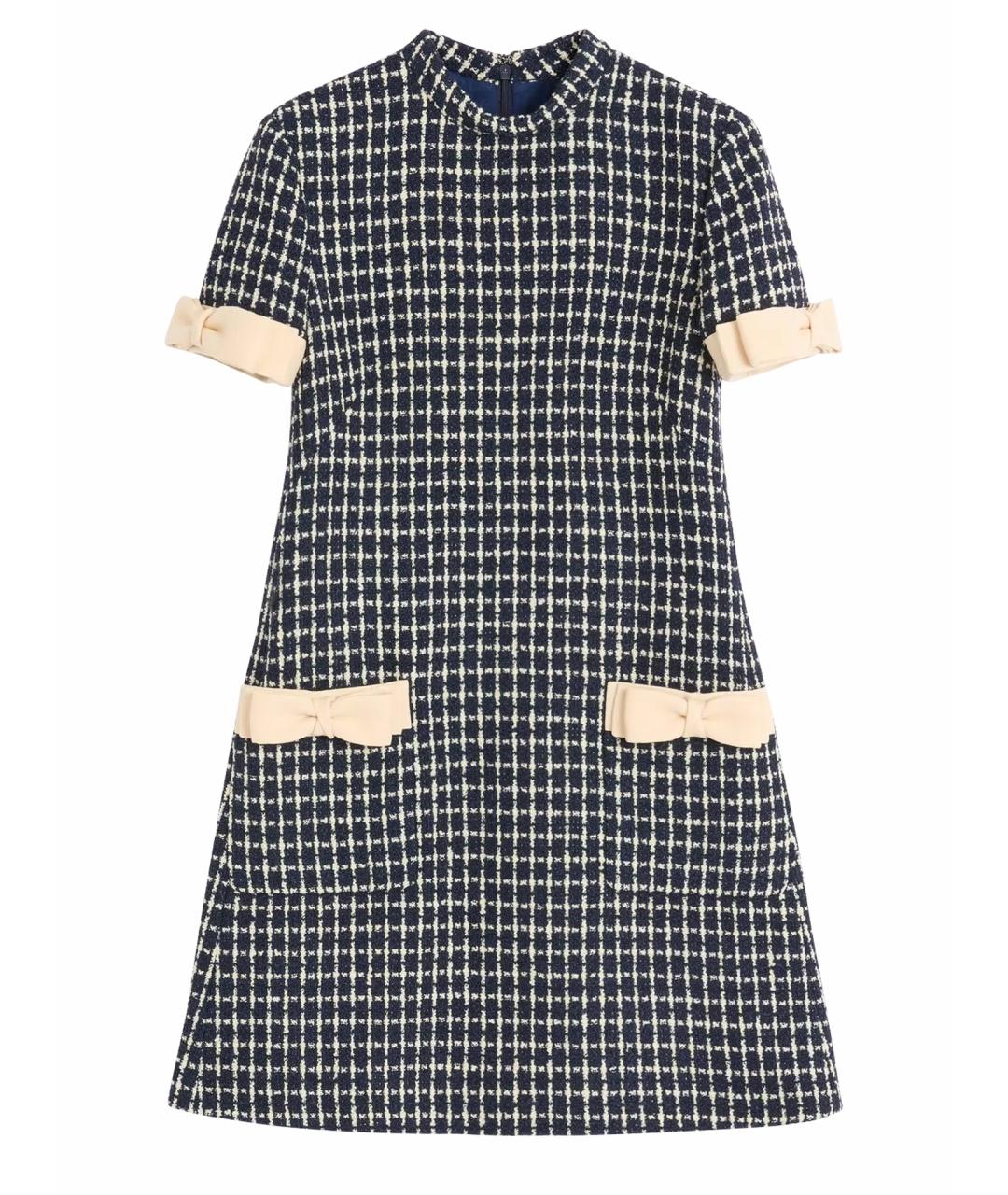 VALENTINO Синее шерстяное повседневное платье, фото 1