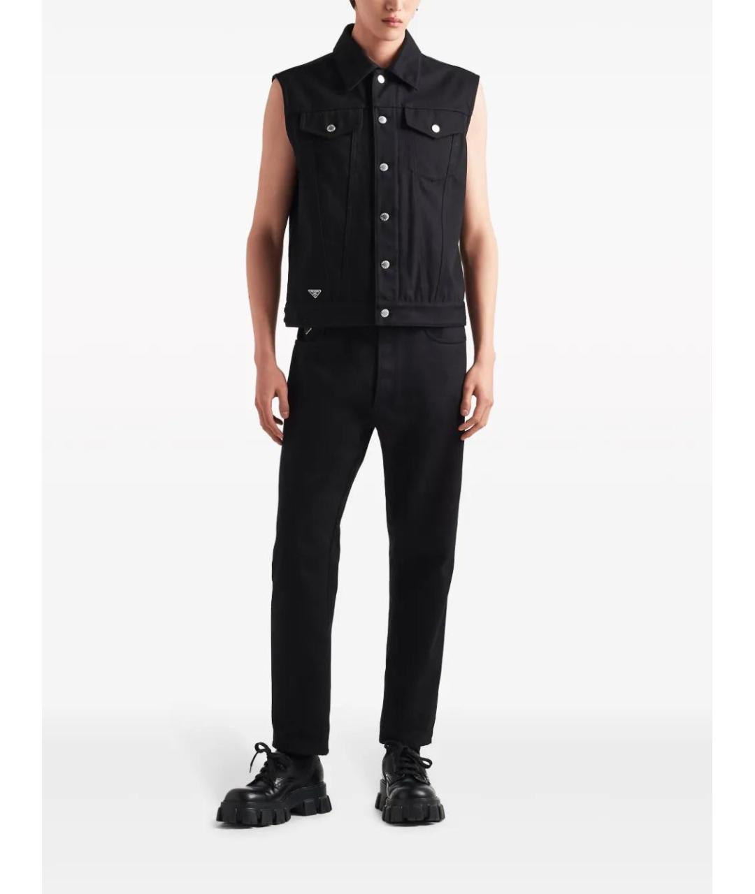 PRADA Черные хлопковые повседневные брюки, фото 2