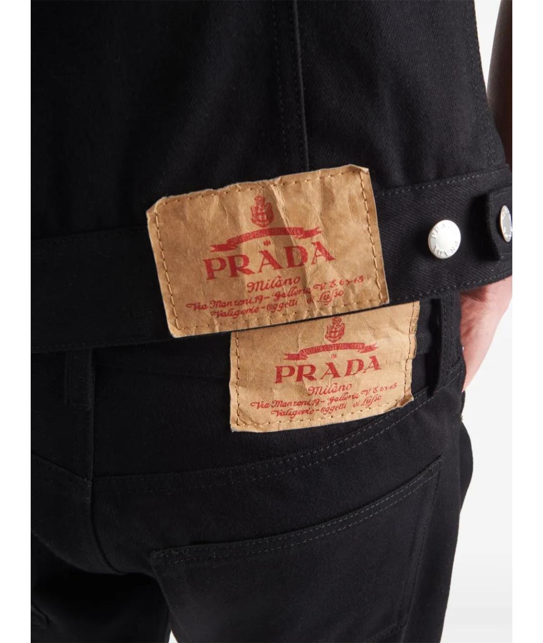 PRADA Черные хлопковые повседневные брюки, фото 3