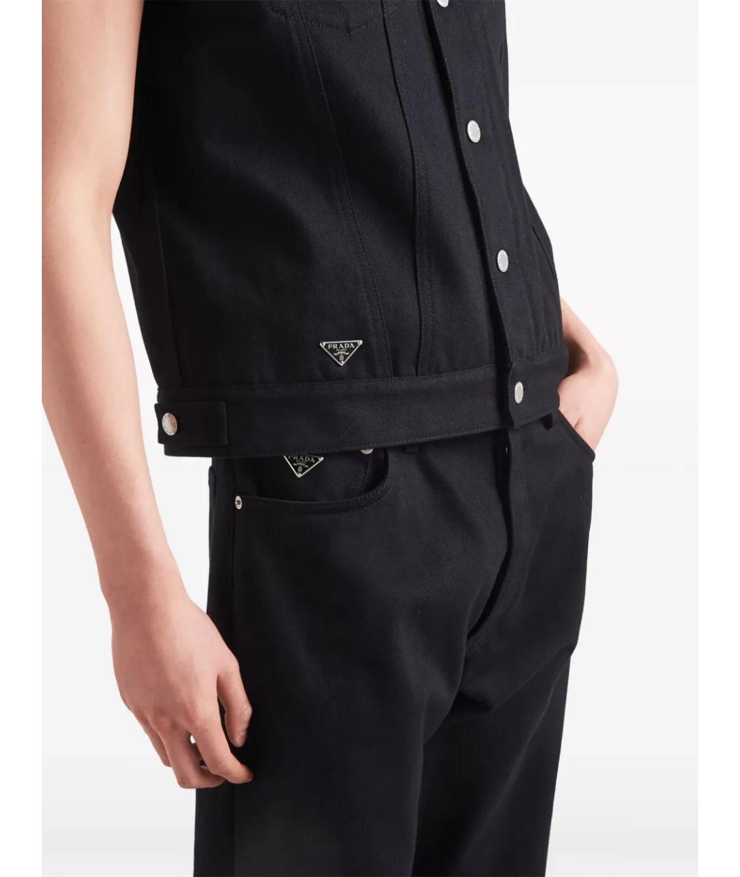 PRADA Черные хлопковые повседневные брюки, фото 5