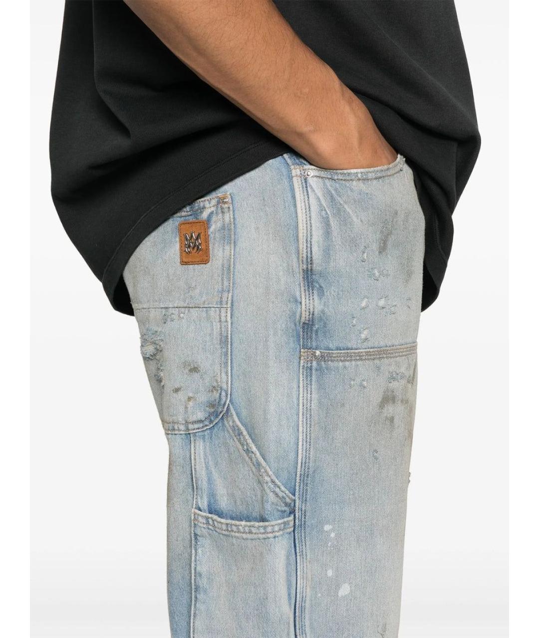 AMIRI Голубые хлопковые прямые джинсы, фото 3