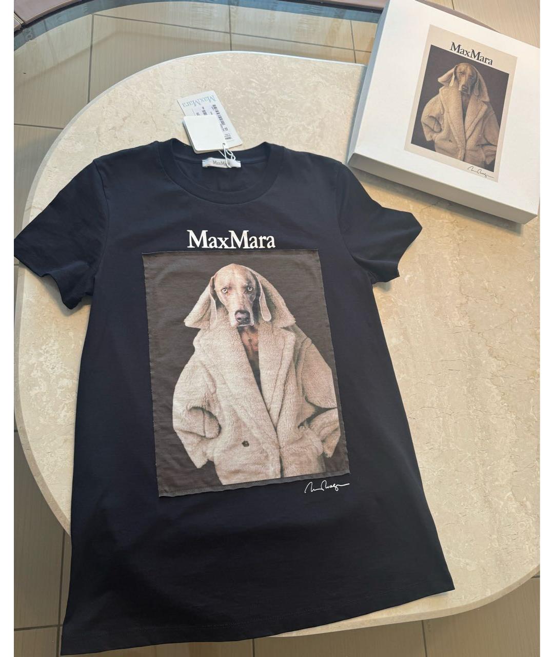 MAX MARA Черная хлопковая футболка, фото 5