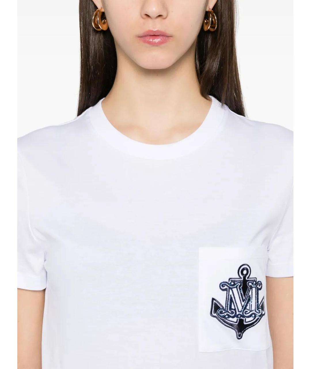 MAX MARA Белая хлопковая футболка, фото 5