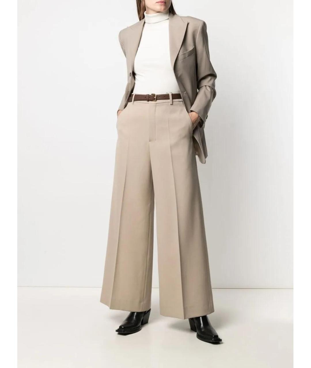 Ami Paris Бежевые полиэстеровые прямые брюки, фото 2