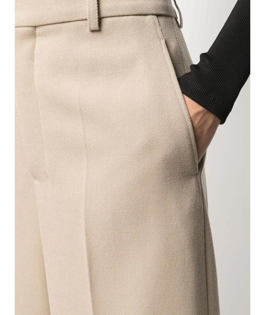 Ami Paris Бежевые полиэстеровые прямые брюки, фото 5
