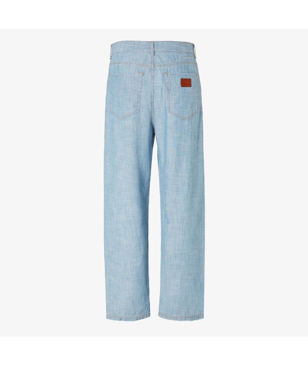 FENDI Голубые хлопковые прямые джинсы, фото 2