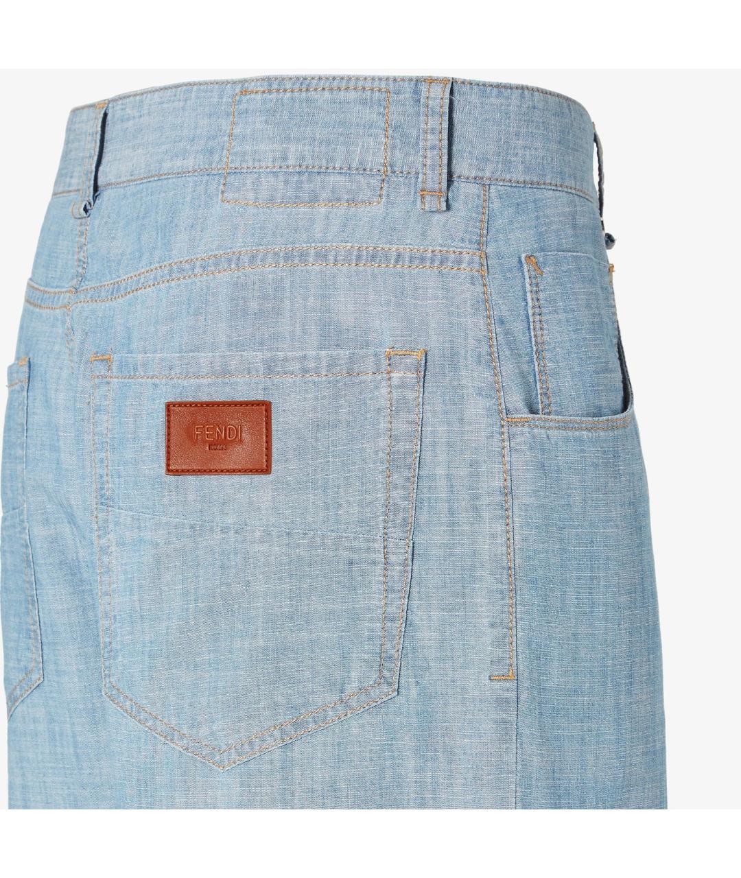 FENDI Голубые хлопковые прямые джинсы, фото 3